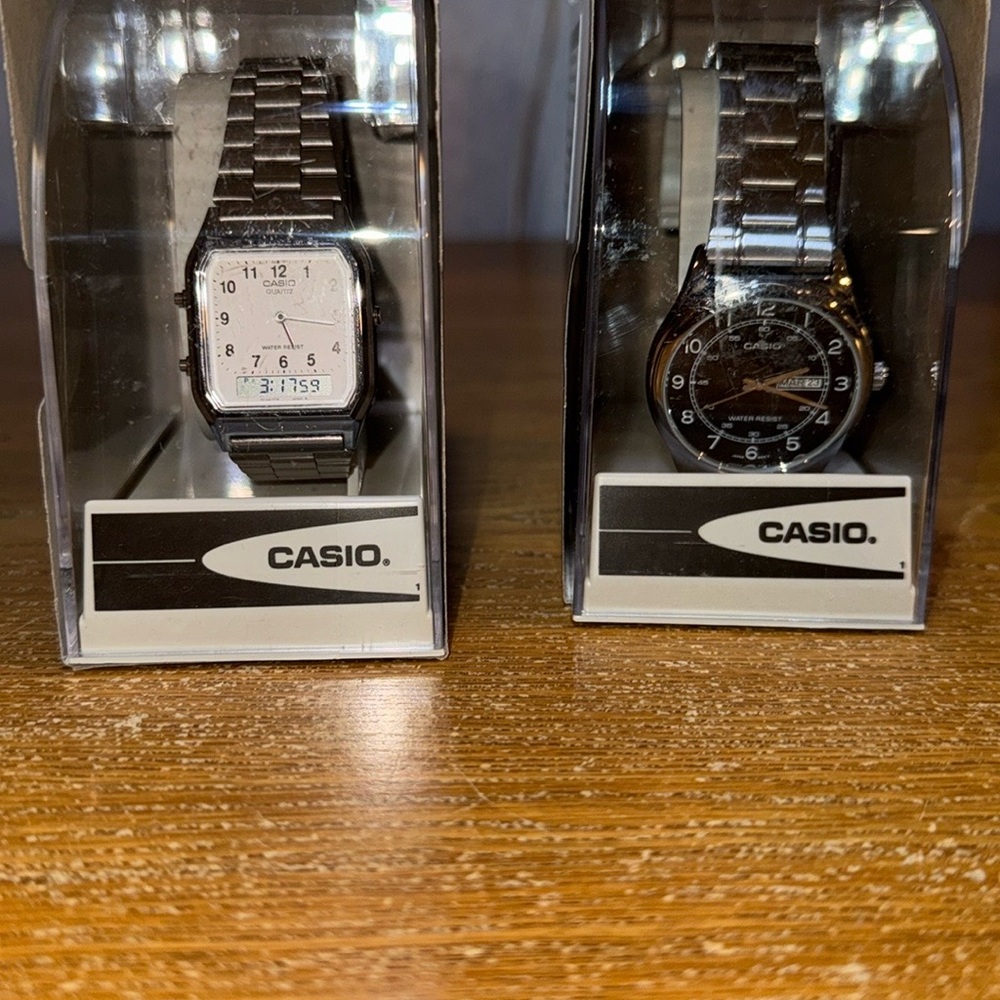 Casio Dual Watch Set in Silver and Black